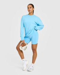 Classic Oversized Lightweight Long Sleeve Top | Arctic Blue
