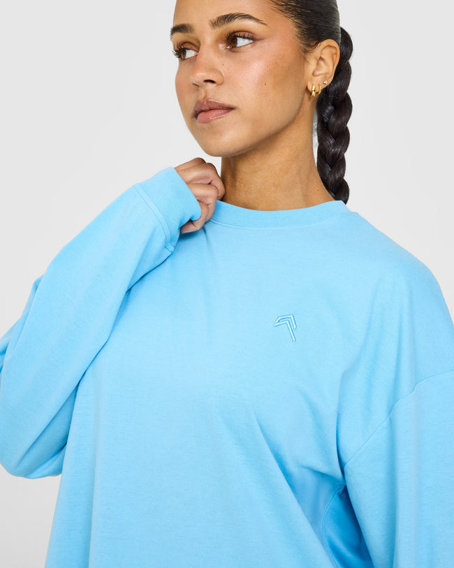 Classic Oversized Lightweight Long Sleeve Top | Arctic Blue