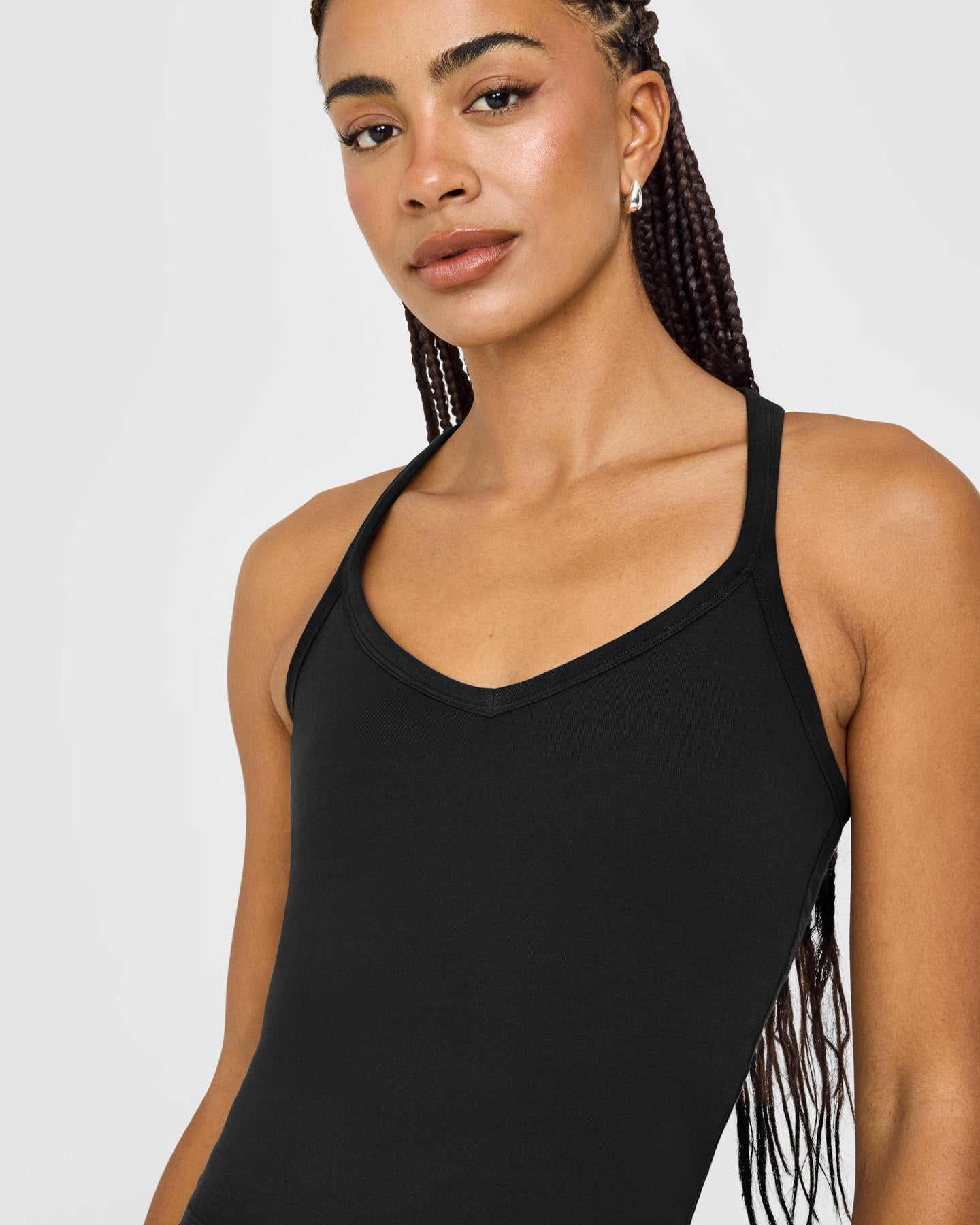 Cotton Racer Back Fitted Vest | Black
