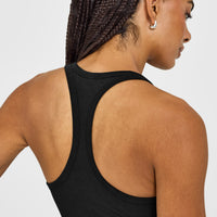 Cotton Racer Back Fitted Vest | Black