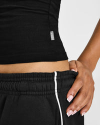 Cotton Racer Back Fitted Vest | Black