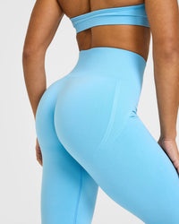 EffortlessLift™ Seamless Flared Bottoms with White Logo | Arctic Blue