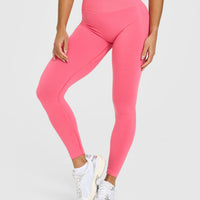 Effortless Seamless Leggings with White Logo | Hot Girl Pink