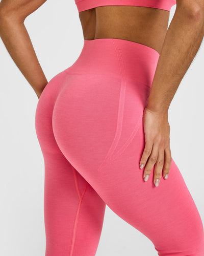 Effortless Seamless Leggings with White Logo | Hot Girl Pink