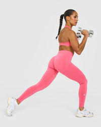 Effortless Seamless Leggings with White Logo | Hot Girl Pink