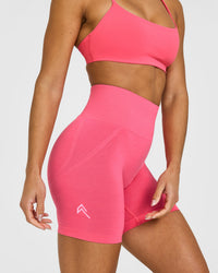 Effortless Seamless Shorts with White Logo | Hot Girl Pink