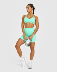 EnhanceLift™ Seamless Shorts with White Logo | Peppermint Green