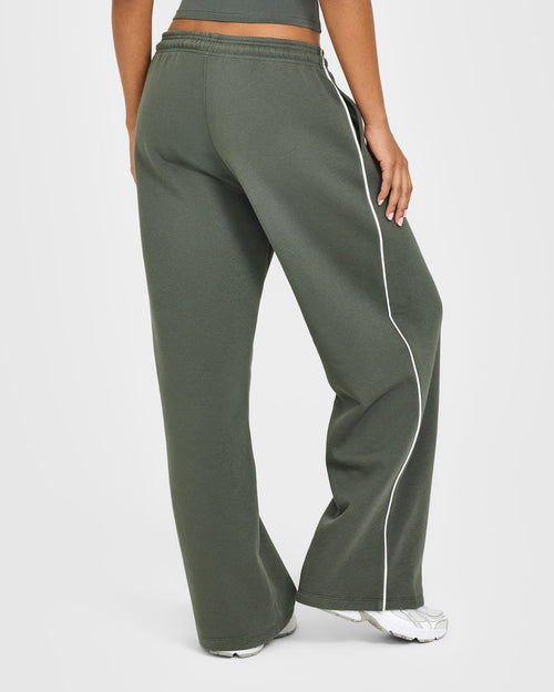 Jersey Tracksuit Straight Leg Joggers | Dark Khaki