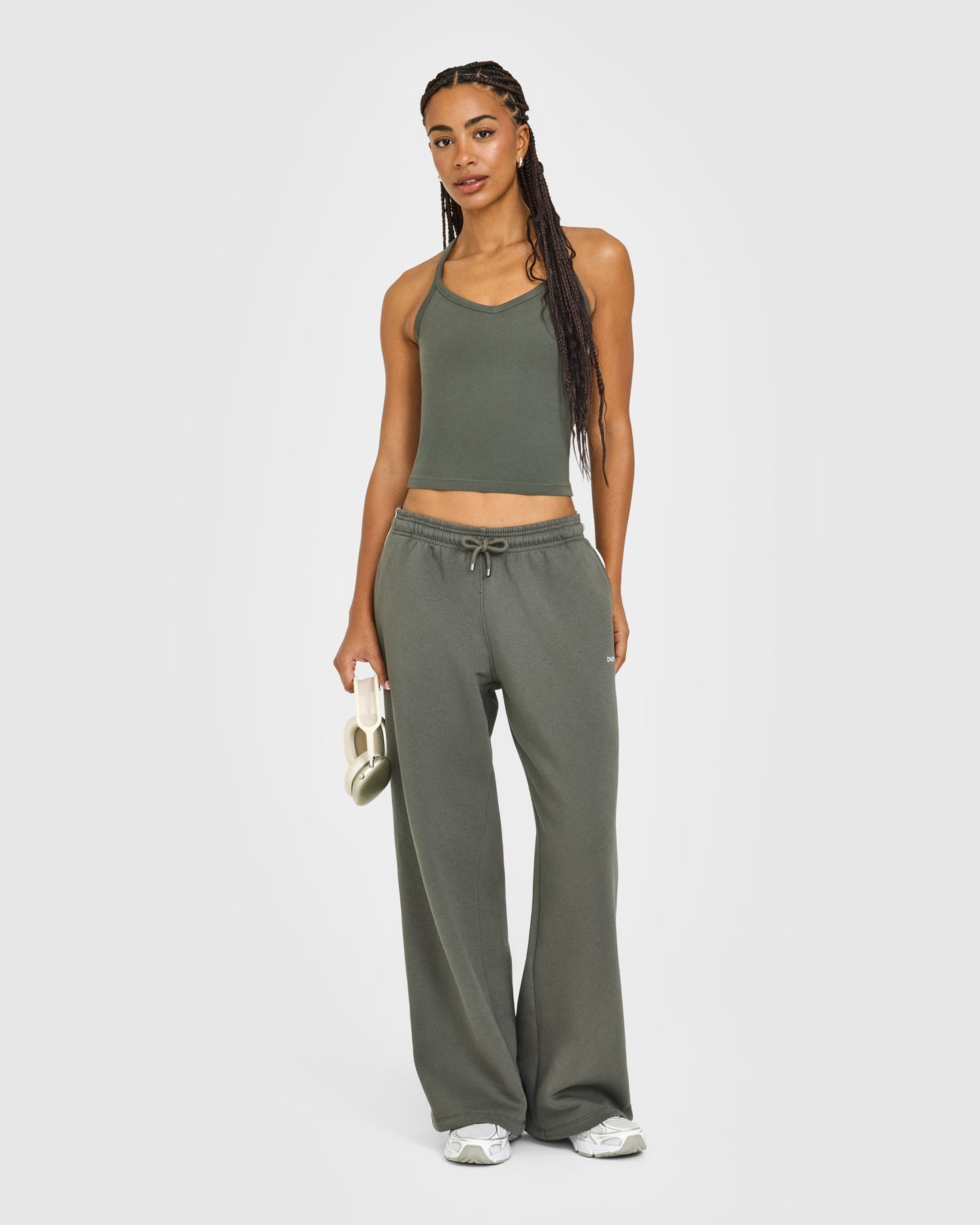 Jersey Tracksuit Straight Leg Joggers | Dark Khaki