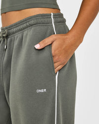 Jersey Tracksuit Straight Leg Joggers | Dark Khaki