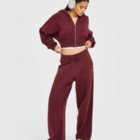 Oversized Knit Zip Through Mid Hoodie | Rosewood