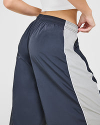 Oversized Piped Woven Straight Leg Track Bottoms | True Blue