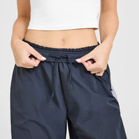 Oversized Piped Woven Straight Leg Track Bottoms | True Blue