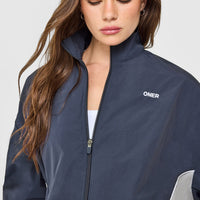 Oversized Piped Woven Track Jacket | True Blue