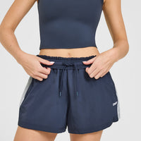 Oversized Piped Woven Track Shorts | True Blue