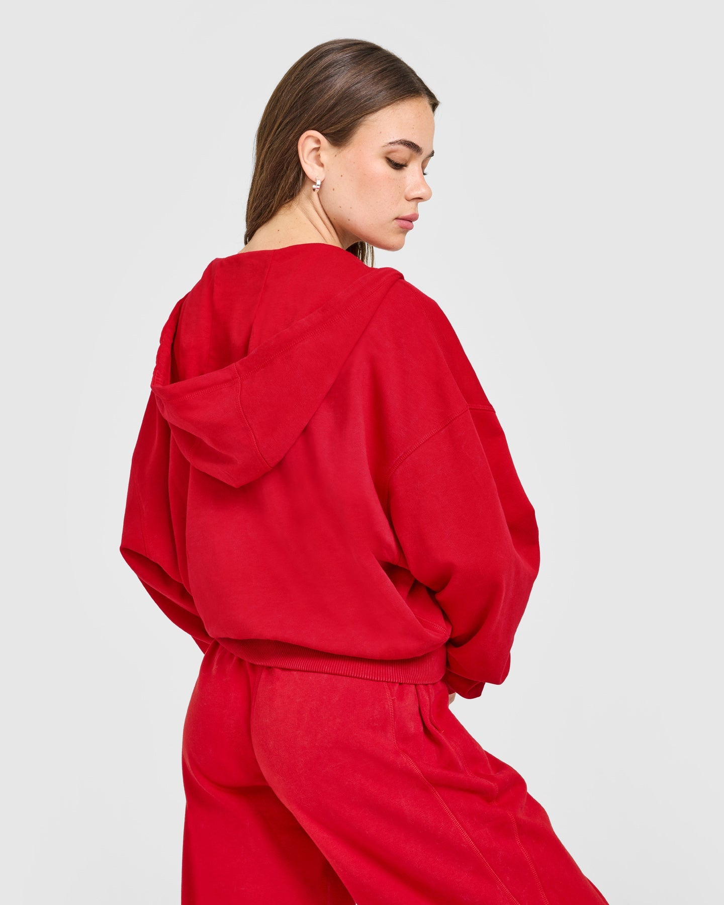 Raw Lounge Oversized Zip Hoodie | Washed Fiery Red