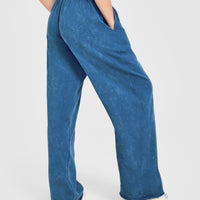 Raw Lounge Wide Leg Joggers | Washed Ocean Blue