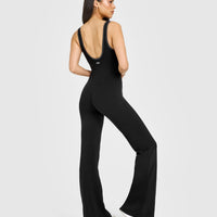 SoftMotion™ Contrast Scoop Back Flared All in One with White Logo | Black