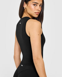 SoftMotion™ High Neck Mid Vest with White Logo | Black