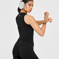 SoftMotion™ High Neck Mid Vest with White Logo | Black