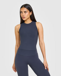 SoftMotion™ High Neck Mid Vest with White Logo | True Blue