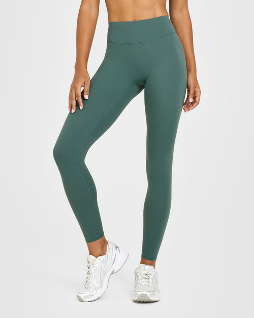 SoftMotion™ High Waisted Leggings with White Logo | Iced Green