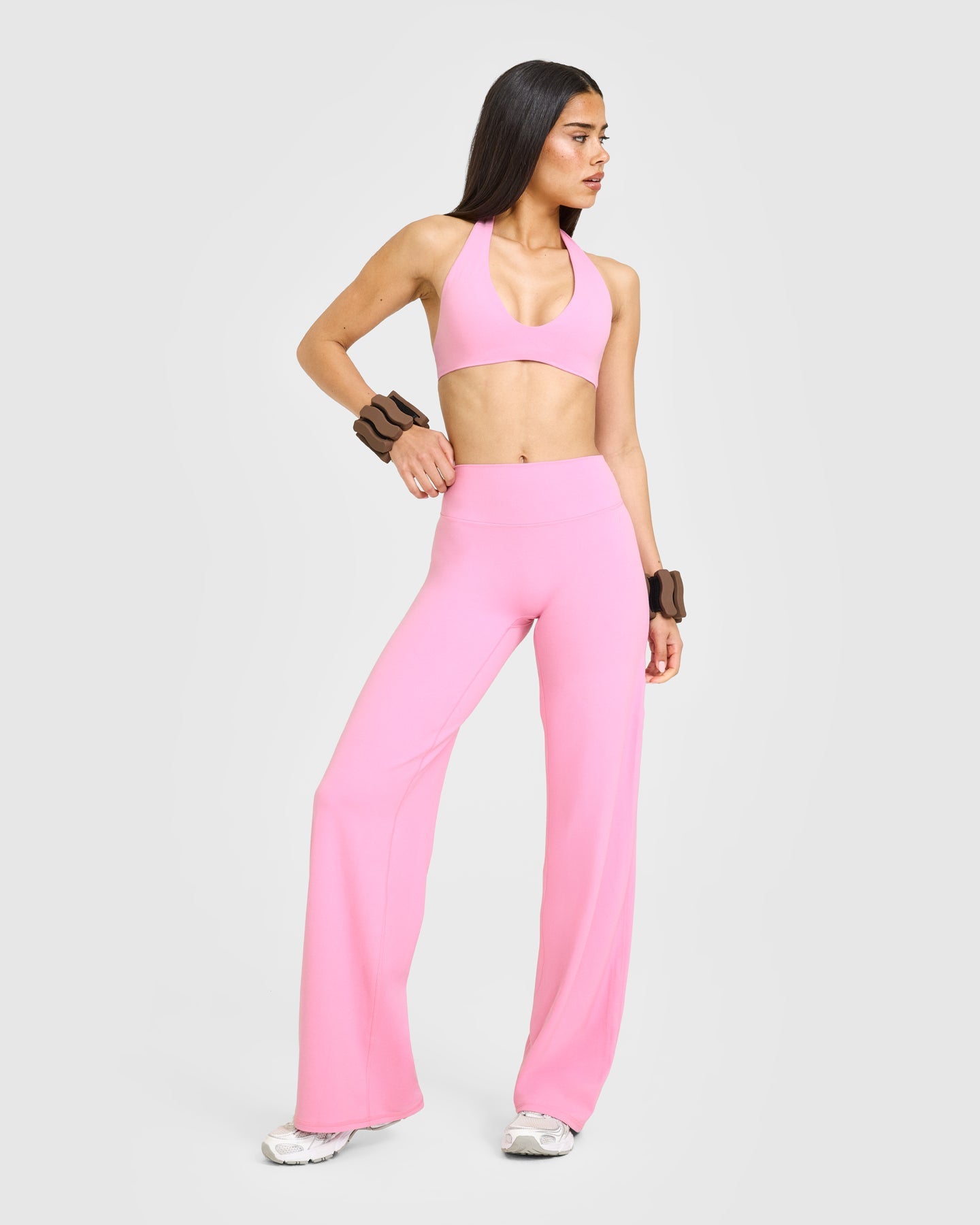 SoftMotion™ Straight Leg Bottoms with White Logo | Rose Pink