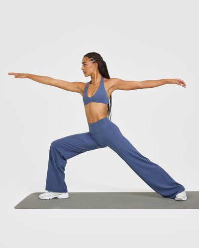 SoftMotion™ Straight Leg Bottoms with White Logo | Slate Blue