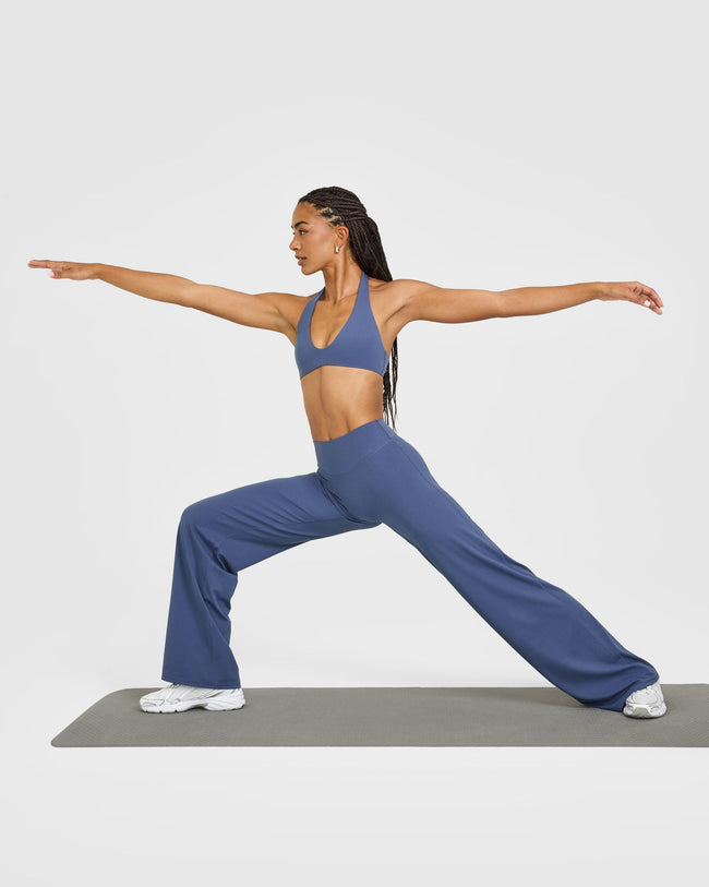 SoftMotion™ Straight Leg Bottoms with White Logo | Slate Blue