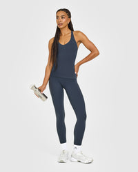 SoftMotion™ Racer Back Vest with Built in Bra Shelf with White Logo | True Blue