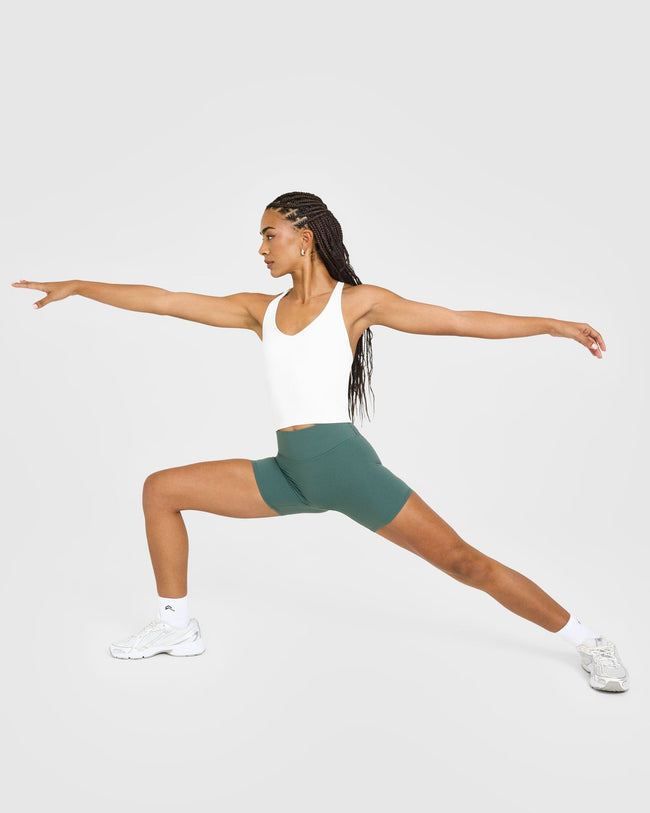 SoftMotion™ Racer Back Mid Vest With Built in Bra Shelf | White