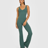 SoftMotion™ Scoop Back Flared All In One Long with White Logo | Iced Green