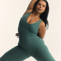 SoftMotion™ Scoop Back Flared All In One Long with White Logo | Iced Green