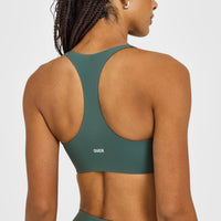 SoftMotion™ Sports Bra with White Logo | Iced Green