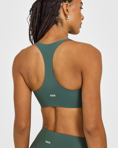 SoftMotion™ Sports Bra with White Logo | Iced Green