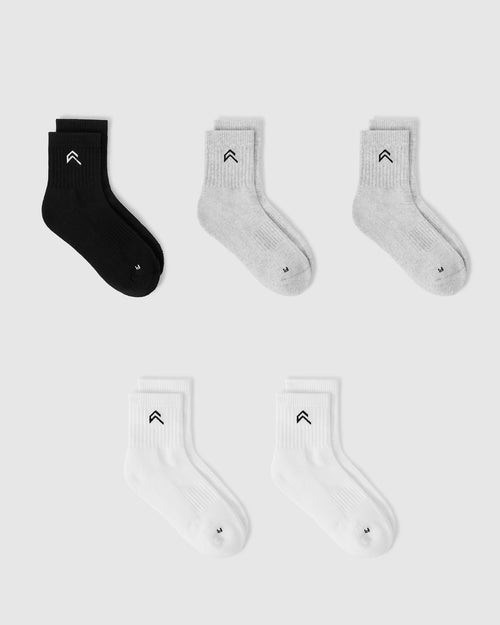 Oner Modal Mid Crew Socks 5 Pack | Grey/White/Black