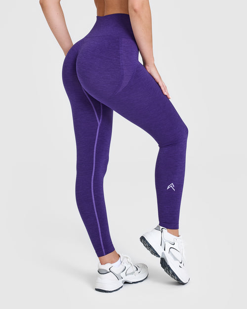 Effortless Seamless Leggings with White Logo | Amethyst