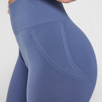 EffortlessLift™ Seamless Leggings with White Logo | Slate Blue