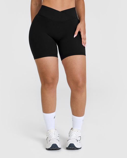 UnifiedMove™ Wrap Shorts White Logo 6" | Black