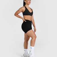 UnifiedMove Wrap Shorts White Logo 6" | Black