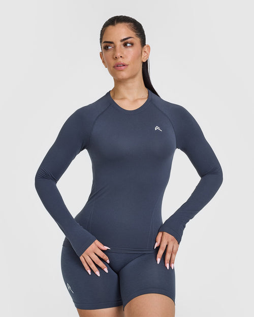 Oner Modal Go To Seamless Fitted Long Sleeve Top | True Blue