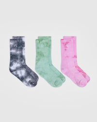 Tie Dye Socks 3 Pack | Power Pink/Black/Pump Green