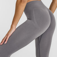 EffortlessLift™ Seamless Leggings with White Logo | Ash Grey