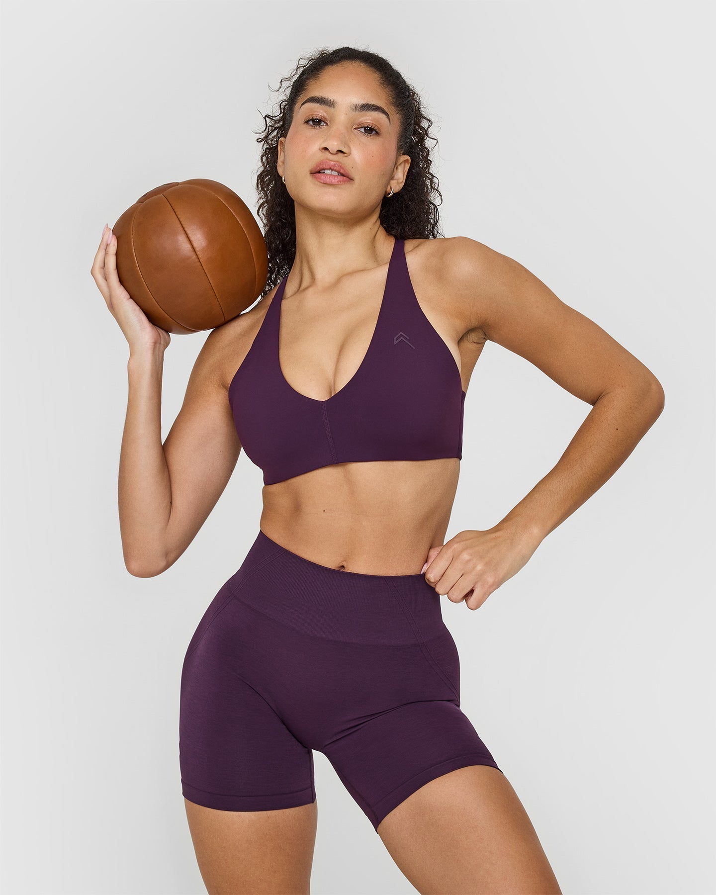 EffortlessLift™ Seamless Shorts with White Logo | Blackberry Purple