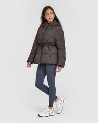 Mid Length Puffer Jacket | Truffle Brown