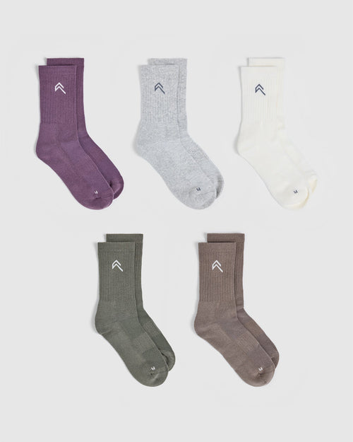 Oner Modal Crew Socks 5 Pack | Vintage Purple Mix