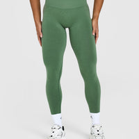 EffortlessLift™ Seamless Leggings with White Logo | Forest Green