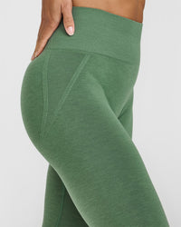 EffortlessLift™ Seamless Leggings with White Logo | Forest Green