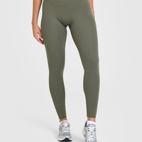 SoftMotion™ Leggings with White Logo | Alpine Green