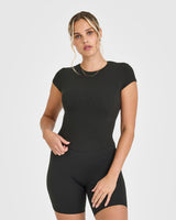 Mellow™ Rib Mid T-Shirt | Soft Black